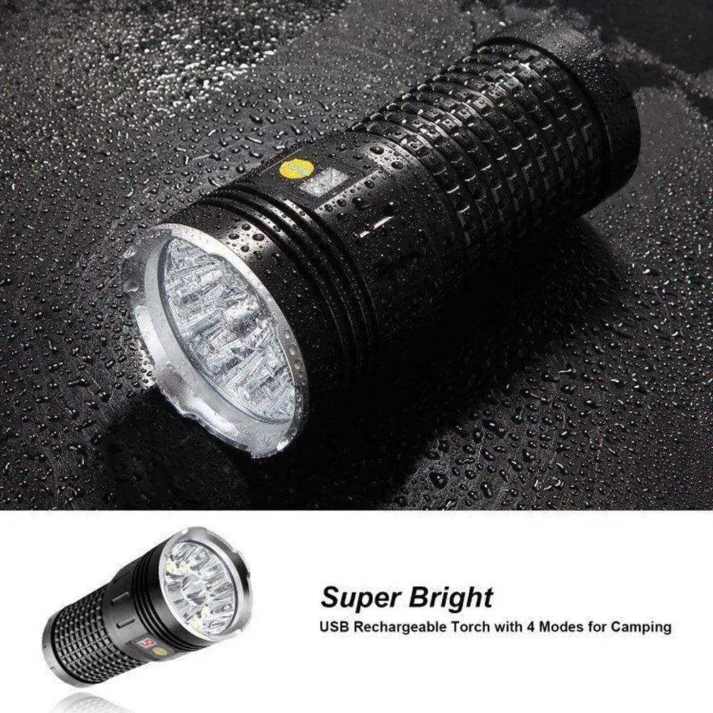 Super Bright 15000 Lumens Linternas 18* T6 Taschenlampe Waterproof Torch Light USB Rechargeable Powerful LED Flashlight