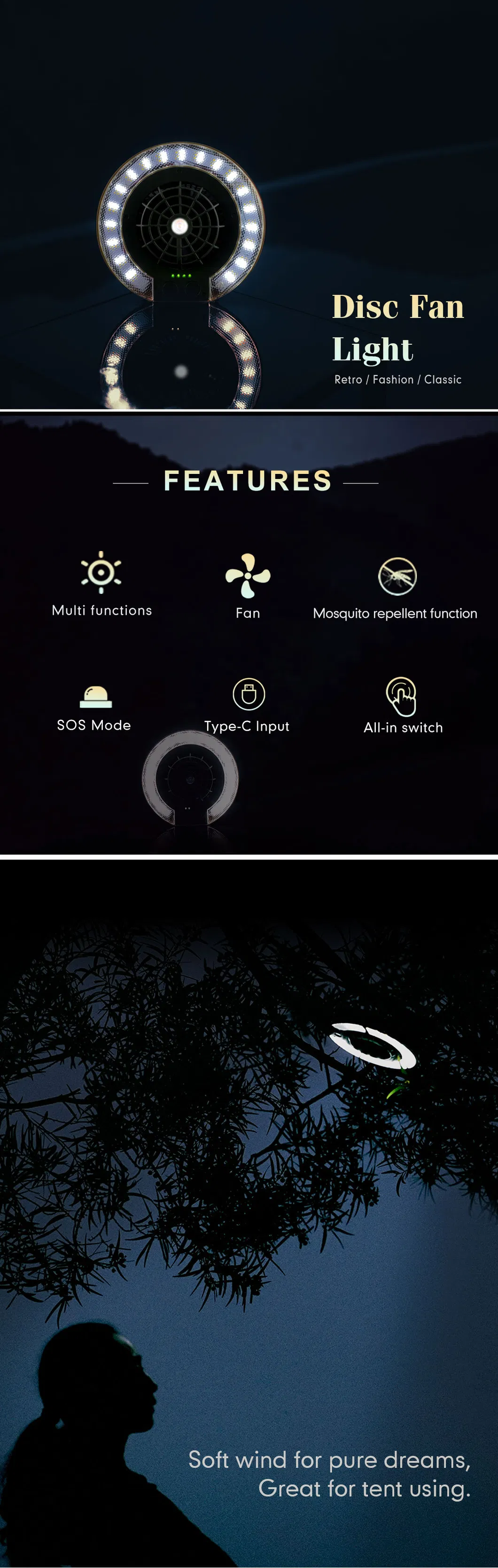 Camping Fan Light Detail 1