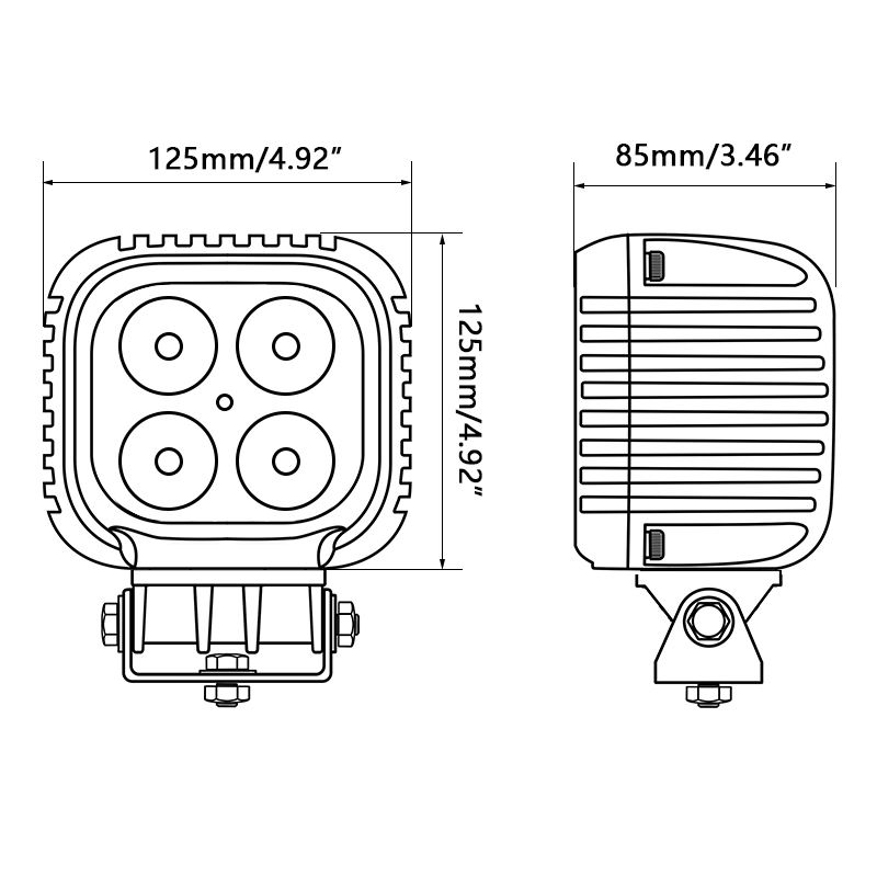 5inch 40W Square Spot Flood Forklift LED Headlamp, Excavator Tractor Harvester Roof Work Light, Car 4X4 Truck Boat Ship Vessel Auxiliary Driving Lamp