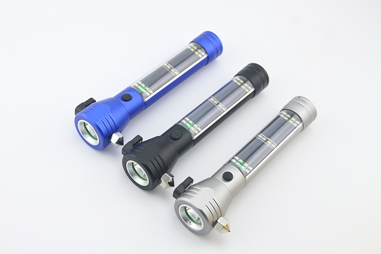 Solar Rechargeable Waterproof Outdoor Torch SMD LED Flashlight with Hammer