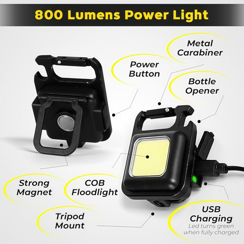 Multifunctional LED Pocket Emergency Light Rechargeable Powerful Keychain Flahlight Magnetic COB Work Lights