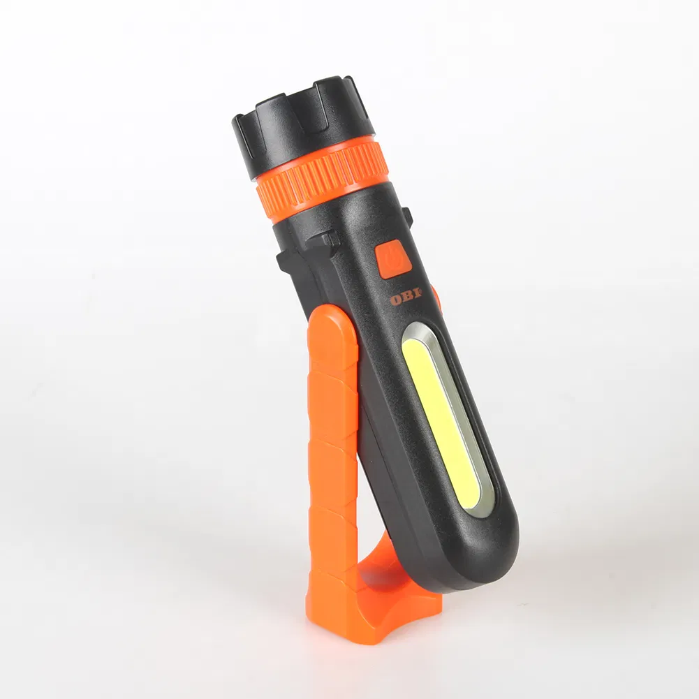 Yichen COB and LED AAA Battery Operated LED Work Light Flashlight with Foldable and Magnet Base