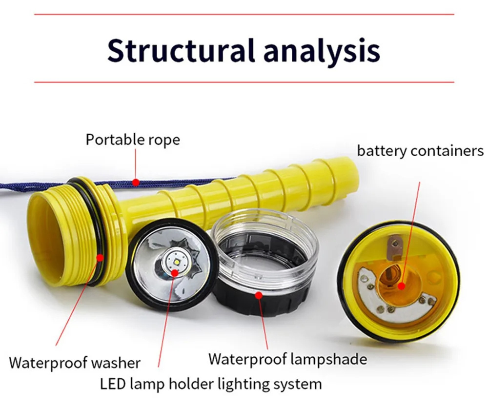 Helius High Power Underwater L2 Waterproof Cup Fixed Focus Rechargeable USB LED Torch Light Outdoor Diving Flashlight