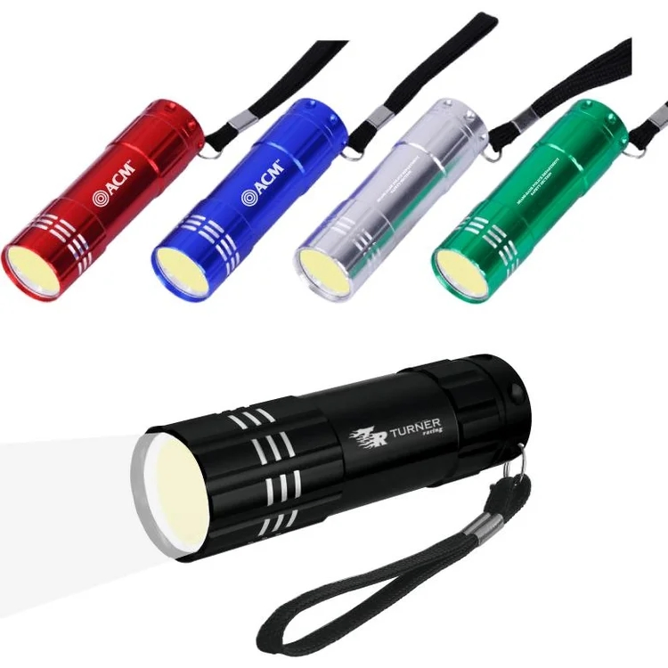 9 LED Aluminum Flashlight Mini Torch AAA Battery Operated COB Promotional Wholesales LED Flashlight