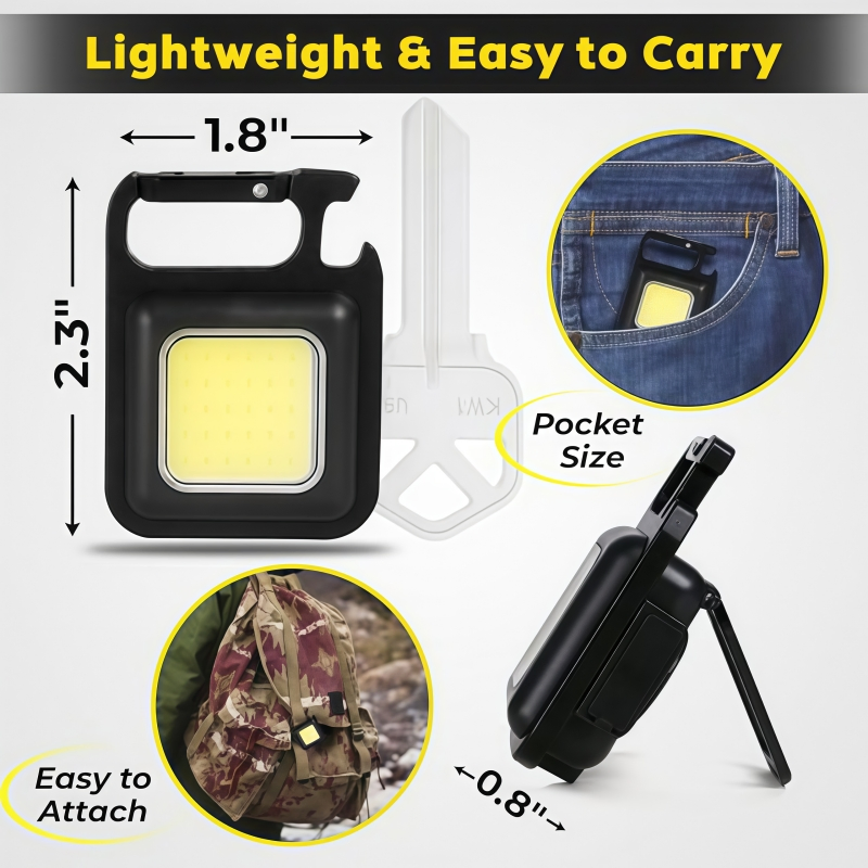 Multifunctional LED Pocket Emergency Light Rechargeable Powerful Keychain Flahlight Magnetic COB Work Lights
