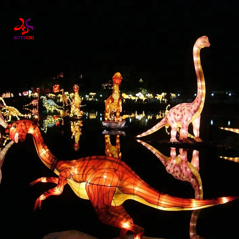 Outdoor Large Giant Big Walk-Through Dinosaur Head Festival Lantern for Zoo Park Decorations
