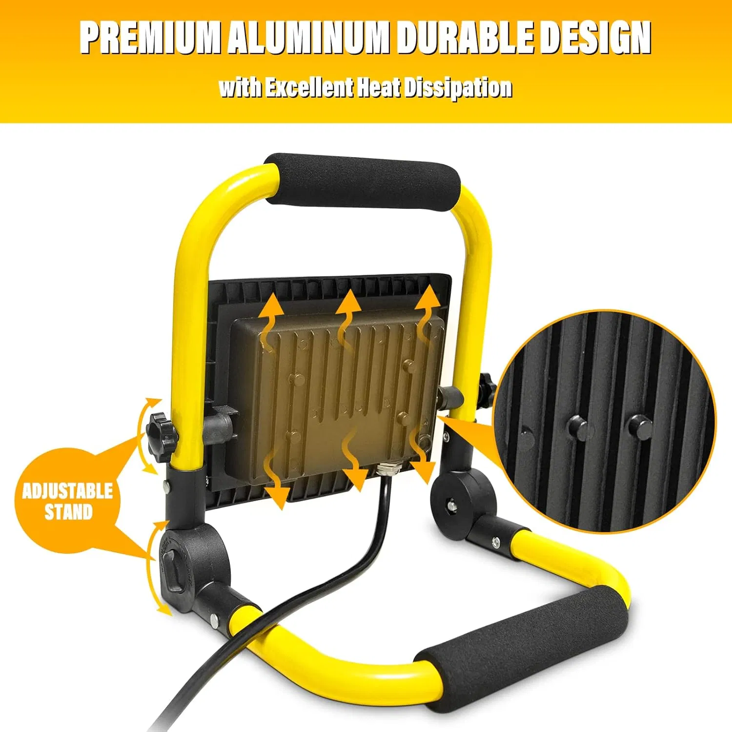 Tapaodu Multi-Specification Adjustable Portable LED Work Light LED Flood Lights 10FT 3m Cord with Plug 6000K for Repairing Workshop Garage Construction Job Site