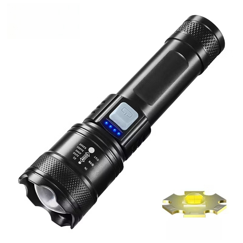 1000 Lumens Super Bright P50 Flashlight Waterproof Lintene Camping Outdoor Tactical LED Torch with Power Bank Powerful LED Flash Lights