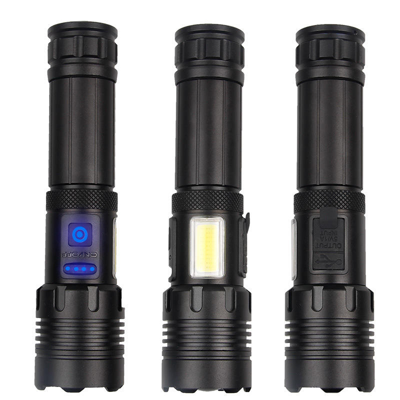 USB Rechargeable Aluminum COB LED Tactical Flashlight Torch
