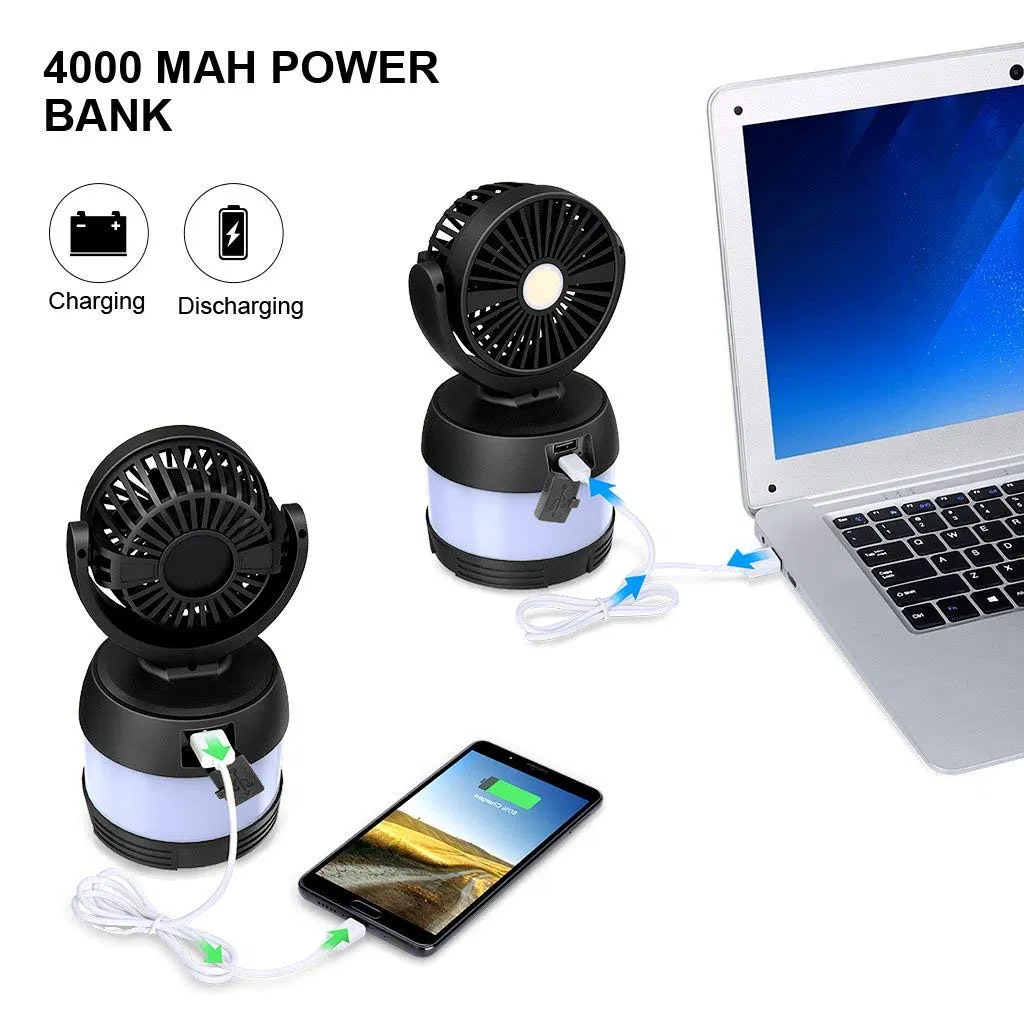 Camping Outdoors Rechargeable LED Lantern with Fan/Power Bank