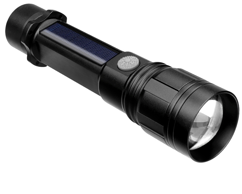 High Powered LED Aluminum Torch Compass Light Solar Rechargeable Torch Lamp Flashlights with Zooming Camping Emergency LED Flashlight