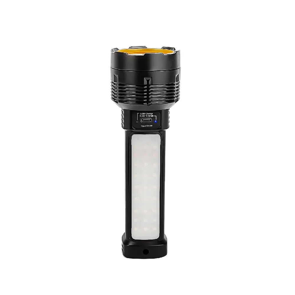 High Powered High Lumens Solar Torch Lights LED Light Brightest Rechargeable Emergency Camping Spotlight Best Mini Flashlights