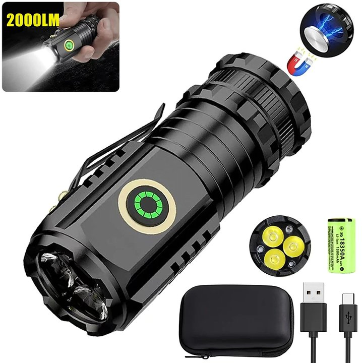 Super Bright USB Taschenlampe Linternas LED Alta Potencia Tactical EDC Powerful Magnet LED Rechargeable Small Mini Flashlight