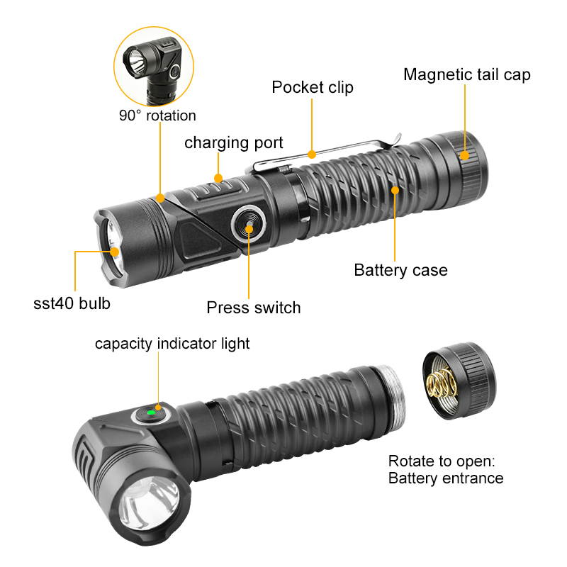 Brightenlux High Power Waterproof Aluminum 1500 Lumens Rechargeable LED Camping Tactical Flashlight