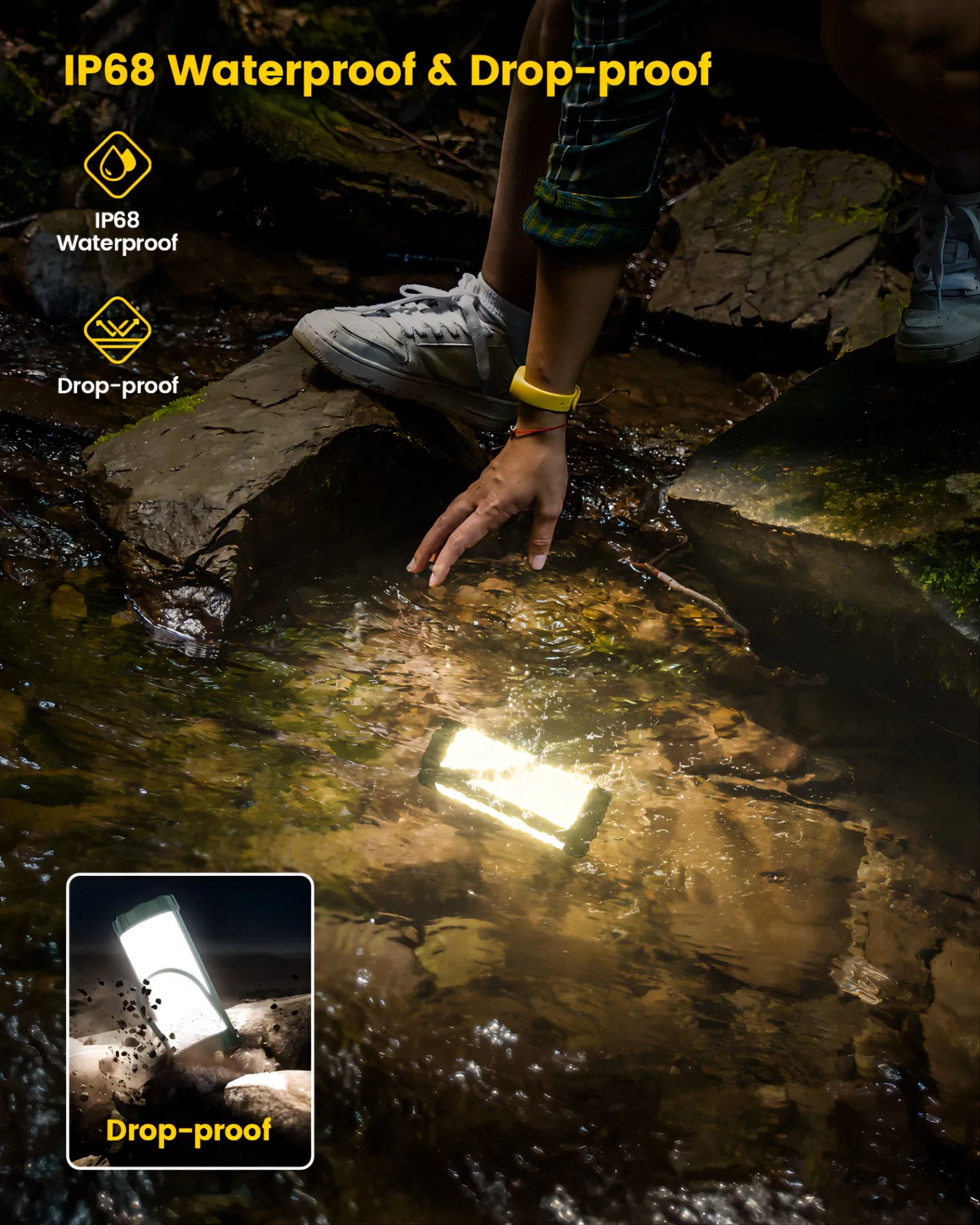 Survival IP68 Waterproof Portable Rechargeable LED Camping Lantern Light with Sos Mode