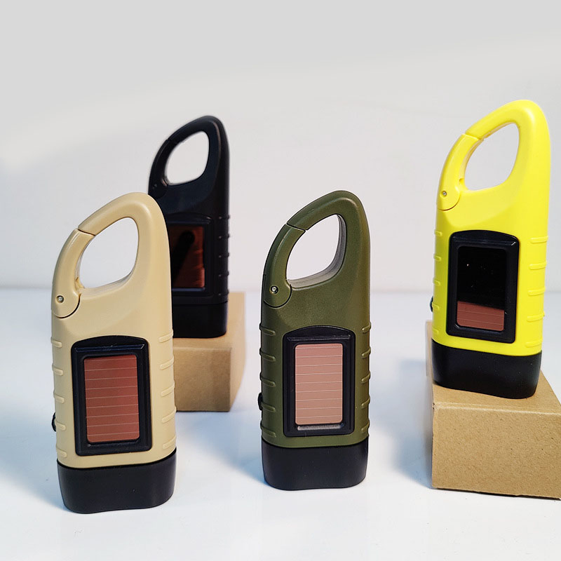 Cheap Outdoor Solar-Powered LED Flashlight with Hand-Crank Charging System