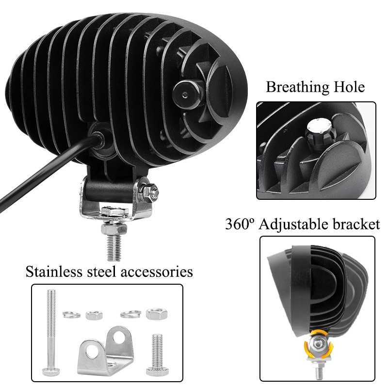 Tractor Parts Cabin Roof 5.5inch Oval LED Headlamp for Harvester Forklift Excavator Dozer, 12V 24V Car off-Road 4X4 4WD ATV UTV Truck Hood Driving Work Light