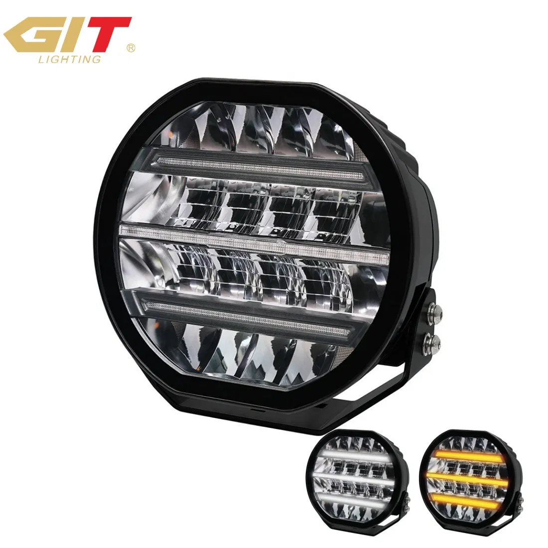 Emark Multifunctional 200W 9'' LED Work Light with Position Light for Tractor Auto UTV Jeep