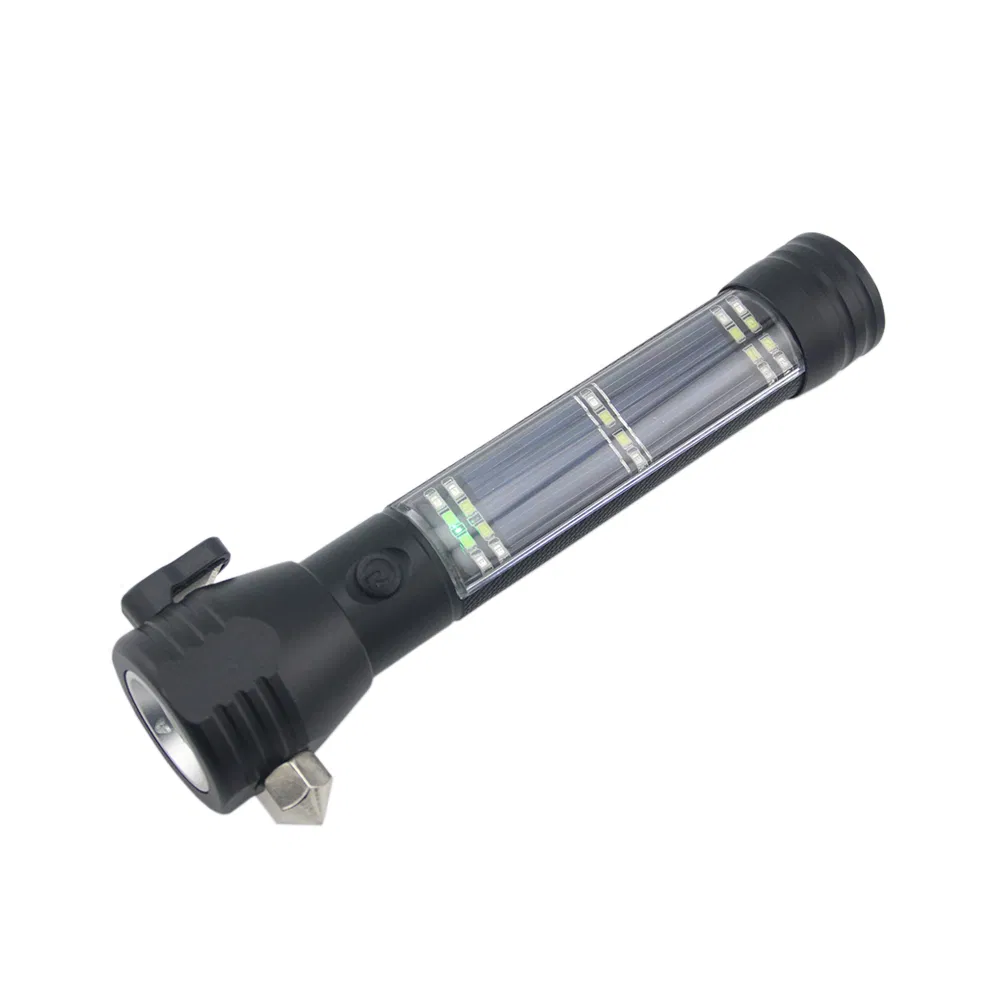 Solar Rechargeable Waterproof Outdoor Torch SMD LED Flashlight with Hammer