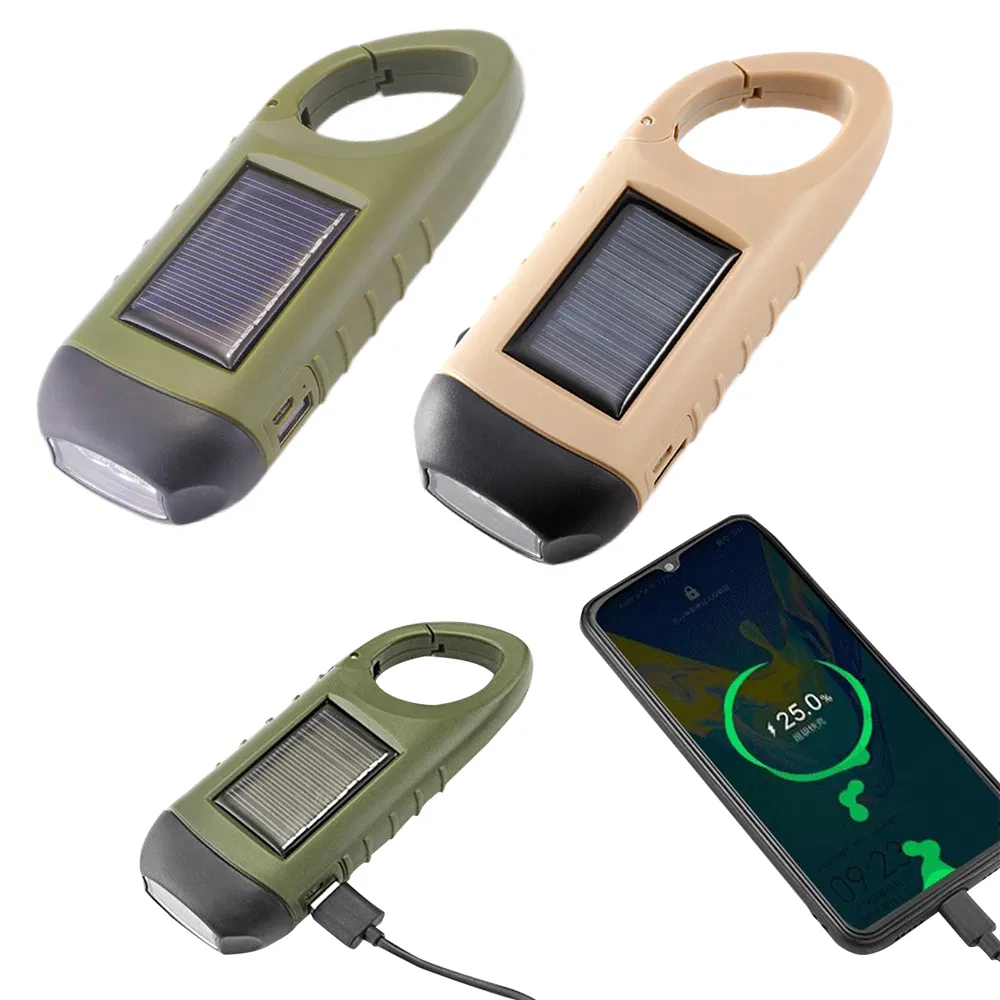 Hand Crank Solar Powered Flashlight Emergency Rechargeable LED Flashlights Self Powered Charging Torch Light Flashlight