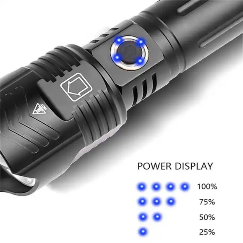 Super Bright Xhp160 Lamp Bead Telescopic Zoom LED Flashlight USB Charging Belt Output Waterproof Camping Emergency Flashlight