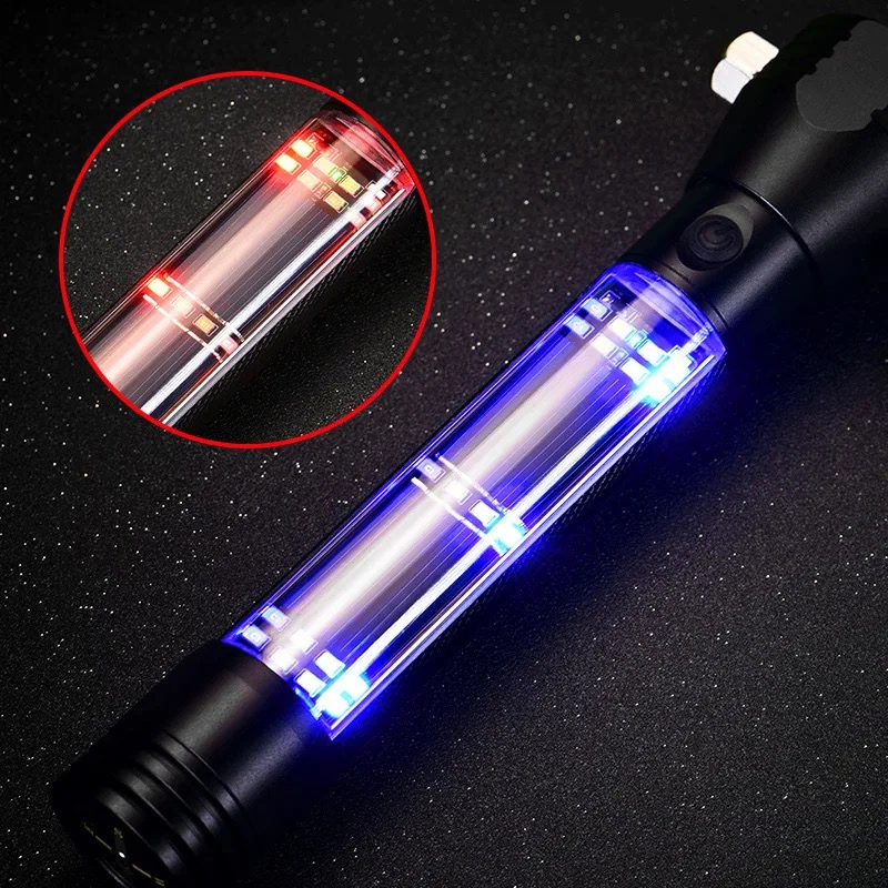 High-Power Aluminum Alloy Lithium Battery USB Rechargeable Waterproof Handheld Solar Powered Flashlight
