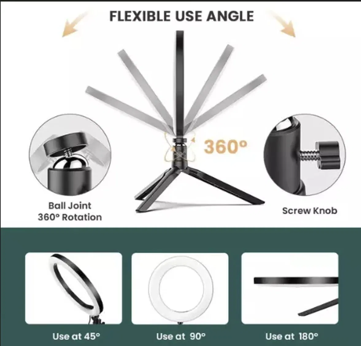 LED Ring Light for Live Video Broadcast Three-Color Dimming DC5V Portable Selfie Light