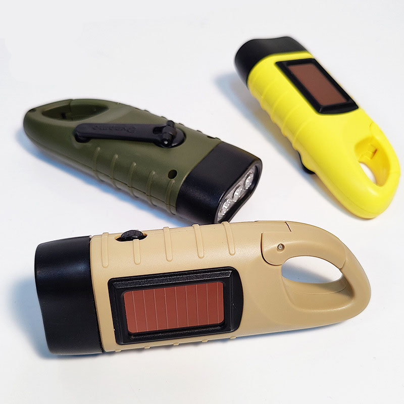 China Hand Crank Solar Powered Rechargeable Ipx6 Waterproof LED Emergency Solar Flashlight