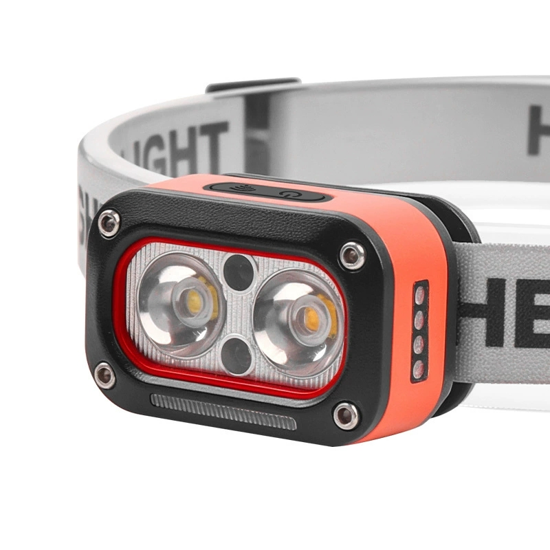 5 Work Modes LED Mini Portable Rechargeable waterproof Headlamp with Sensor Switch Battery Indication for Outdoor Camping Working