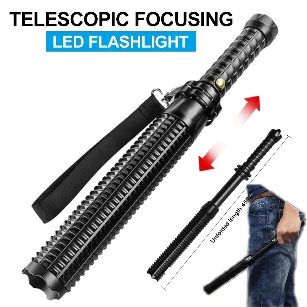 Tactical Flashlight Super Bright Waterproof Rechargeable USB Self-Defense 3 Modes Aluminum Alloy LED Light Tactical Flashlight Torch Flashlight