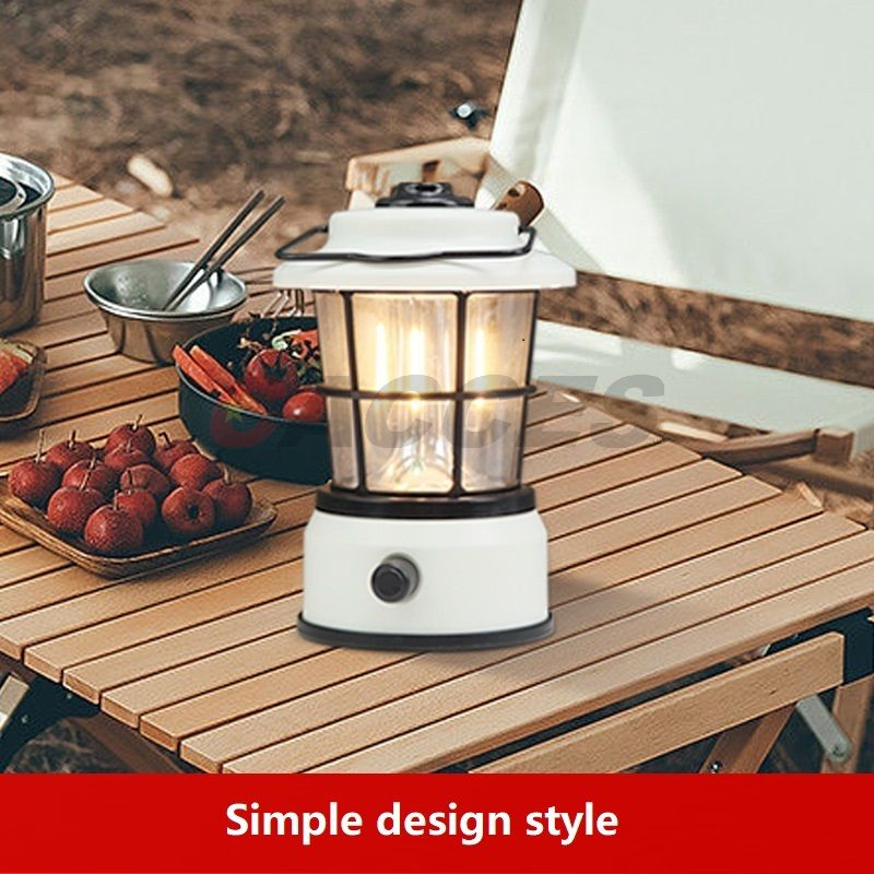 Popular Outdoor Camping Essentials Portable Atmosphere Lamp Rechargeable Adjustable Light Source Retro LED Lantern