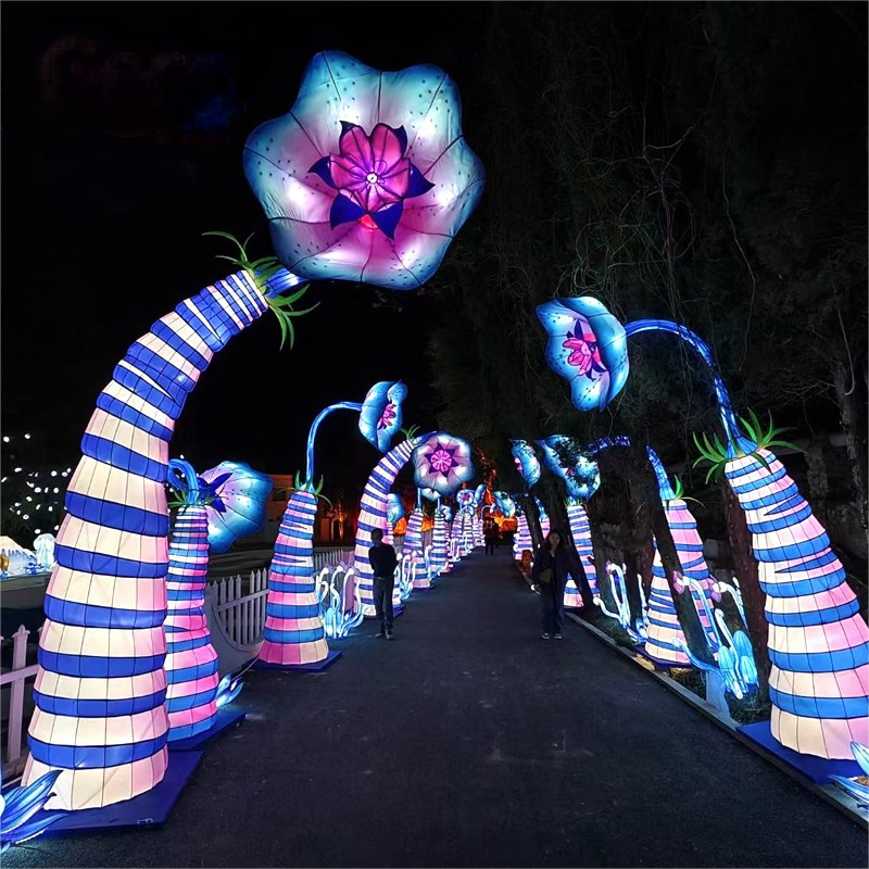 Vibrant LED Flower Lanterns for Chinese Outdoor Festival Celebrations