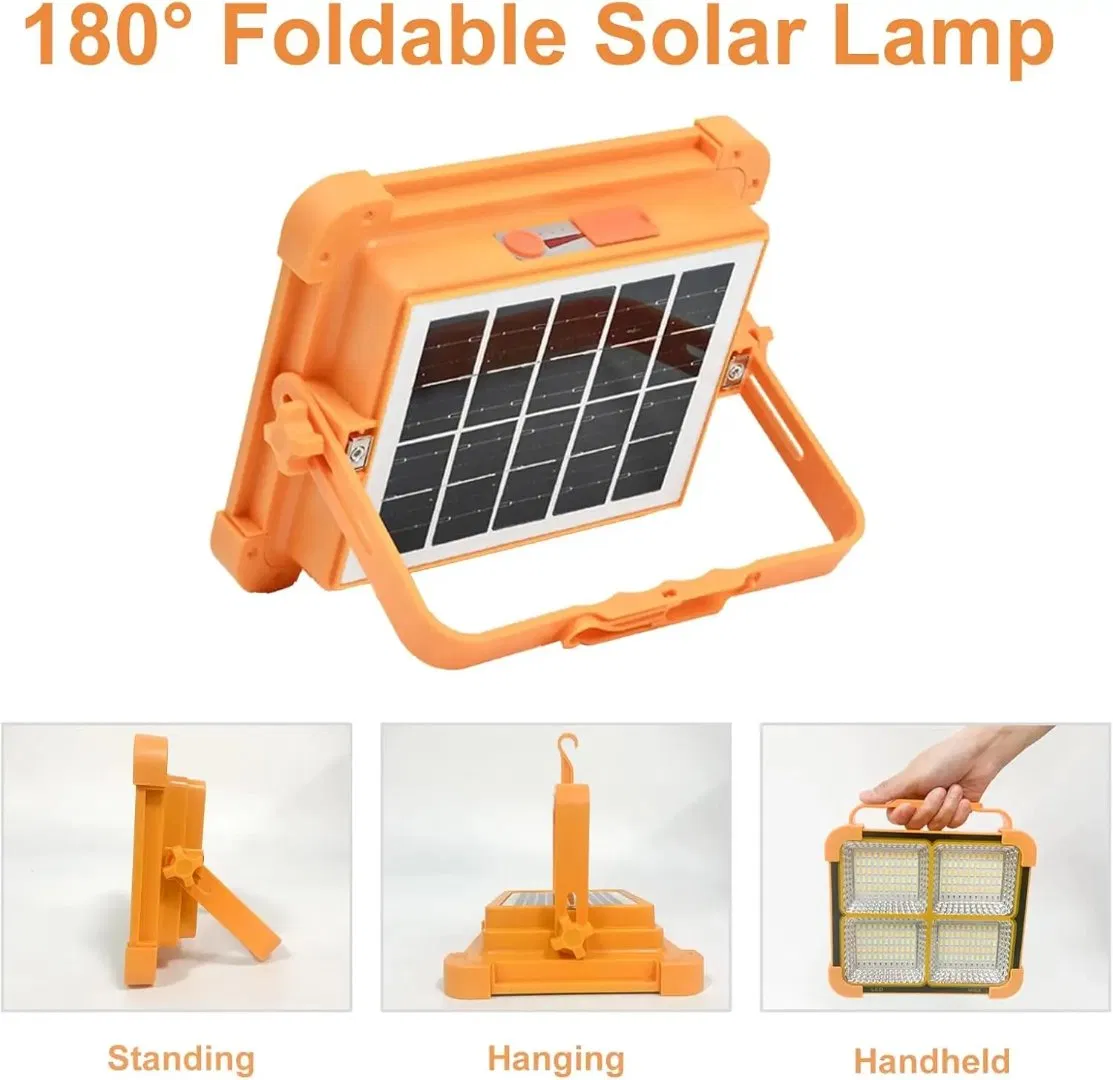 100W LED Solar Work Light Battery Rechargeable Lp66 Waterproof Portable Solar Outdoor Multifunctional Working Light for Emergency Yellow Light