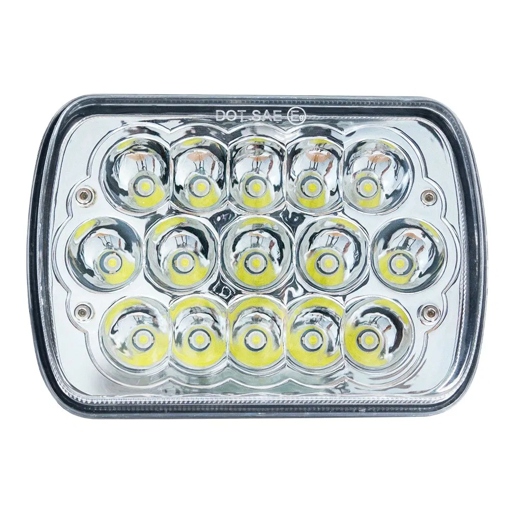 H6054 Rectangular 15PCS Headlights 7X6 LED White Work Light Headlamp