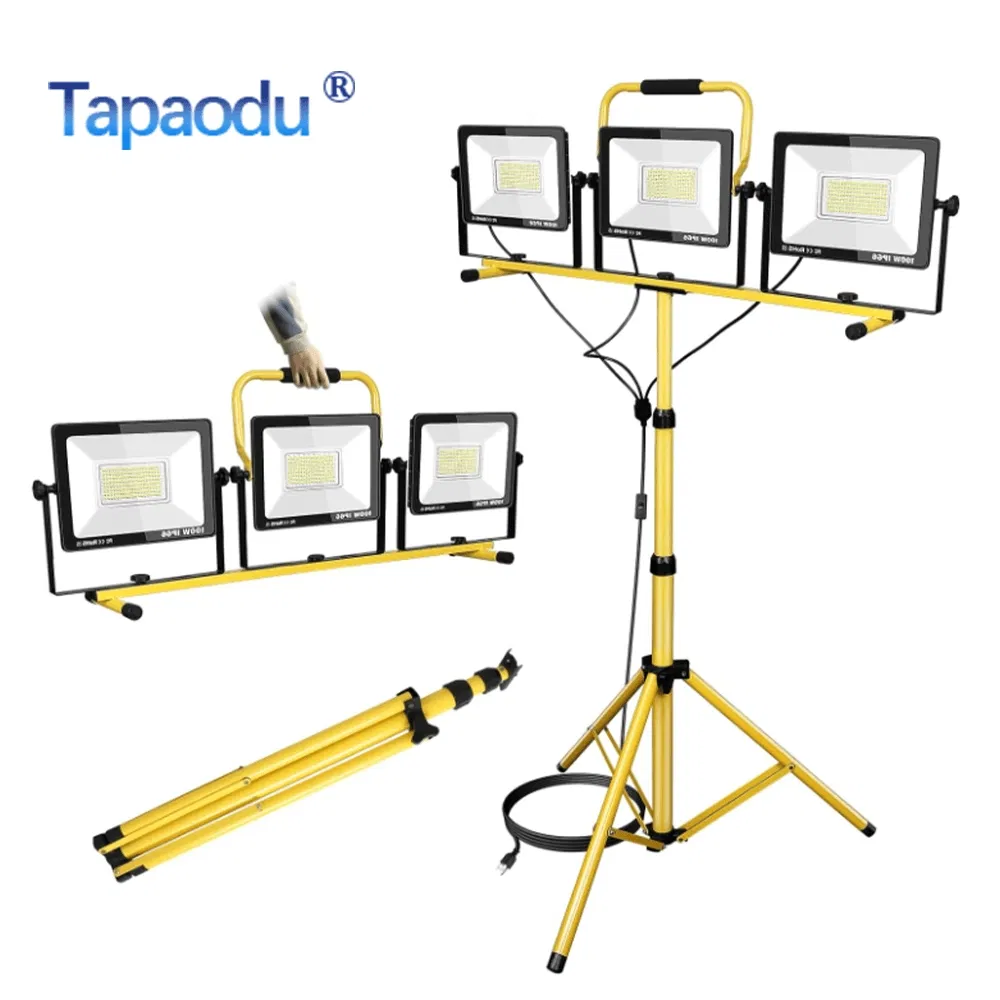 300W LED Light Waterproof Adjustable Portable LED Work Light with Tripod Stand and Plug