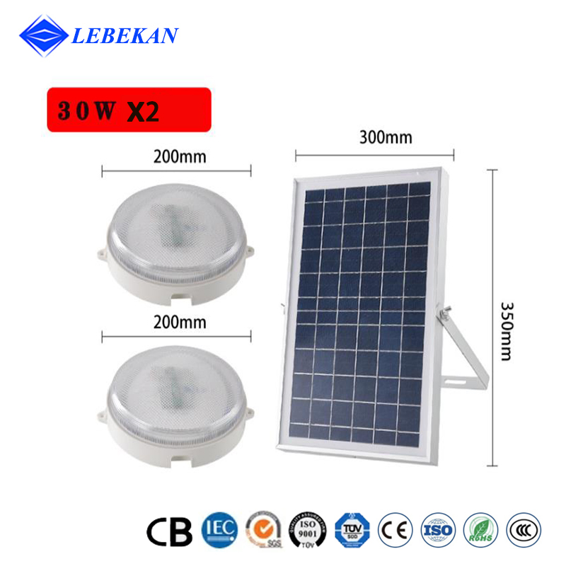 Indoor Lighting Double Heads 60W 80W 100W Interior Board Moon Light Emergency Free Electricity LED Solar Ceiling Lights
