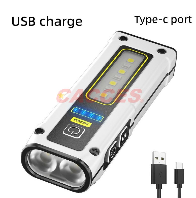 Multifunctional Portable Flashlight LED Super Power Flashlight Magnetic Outdoor Camping Work Light and Blue Rechargeable Power Bank and Highlight Side Lamp