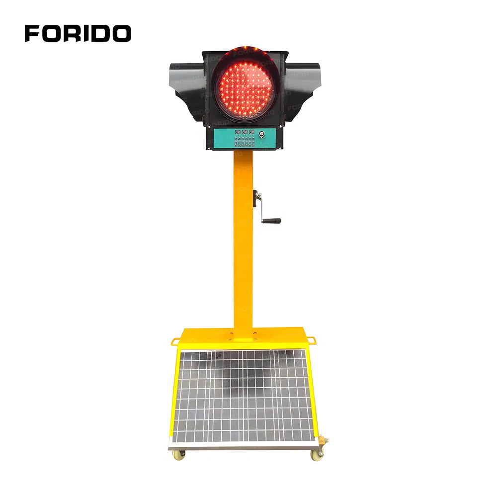 Solar-Powered Mobile Traffic Signal Light, Light-Emitting Diode Portable LED Traffic Light