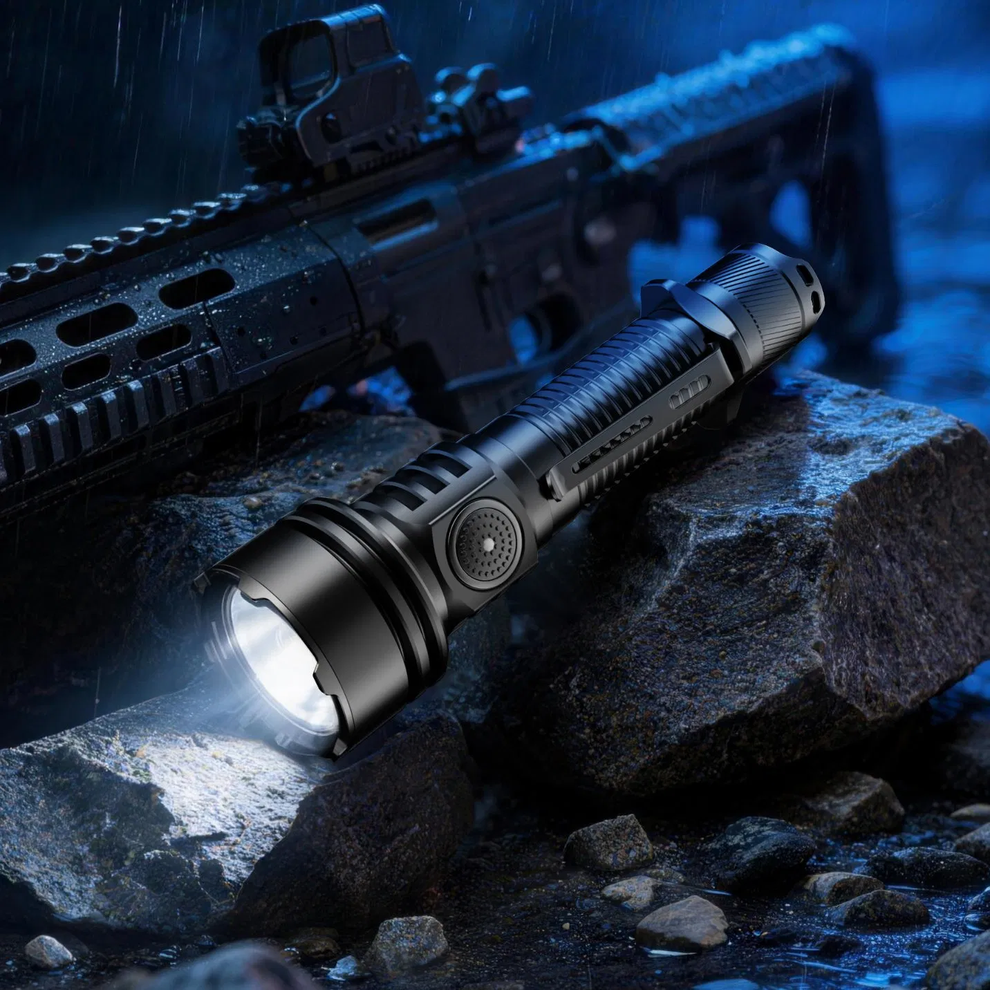 LED Tactical Flashlight Torch IP68 Waterproof LED Portable Lighting Rechargeable Flashlight