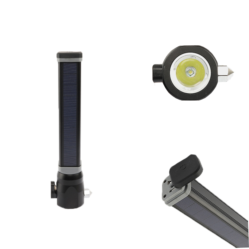 Multifunction Solar Powered Aluminum Torch Lamp 3W COB LED Torch Light 350 Lumen Rechargeable Emergency Camping LED Flashlight