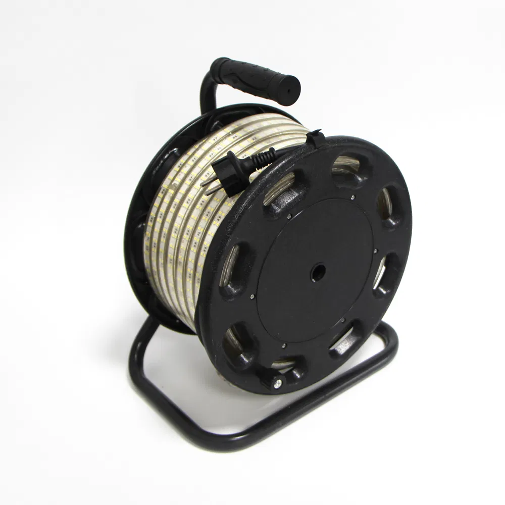 AC220V AC230V LED Strip Emergency Light Building Hotel Lighting 25m The Light Cable Drum with 2835 180LED IP65 for Indoor and Outdoor Mobile Use with IP44 Plug