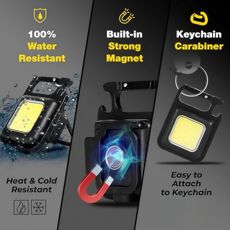Multifunctional LED Pocket Emergency Light Rechargeable Powerful Keychain Flahlight Magnetic COB Work Lights