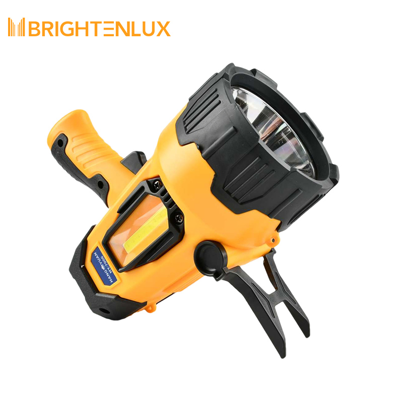 Brightenlux Portable Yellow COB LED Rechargeable Hunting Spotlight Super Bright Battery Operated Handheld Spotlight Emergency Flashlight