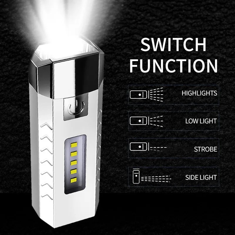 2024 New Arrival Super Bright LED Flashlight USB Rechargeable Camping Lamp Phone Charger COB Flashlights