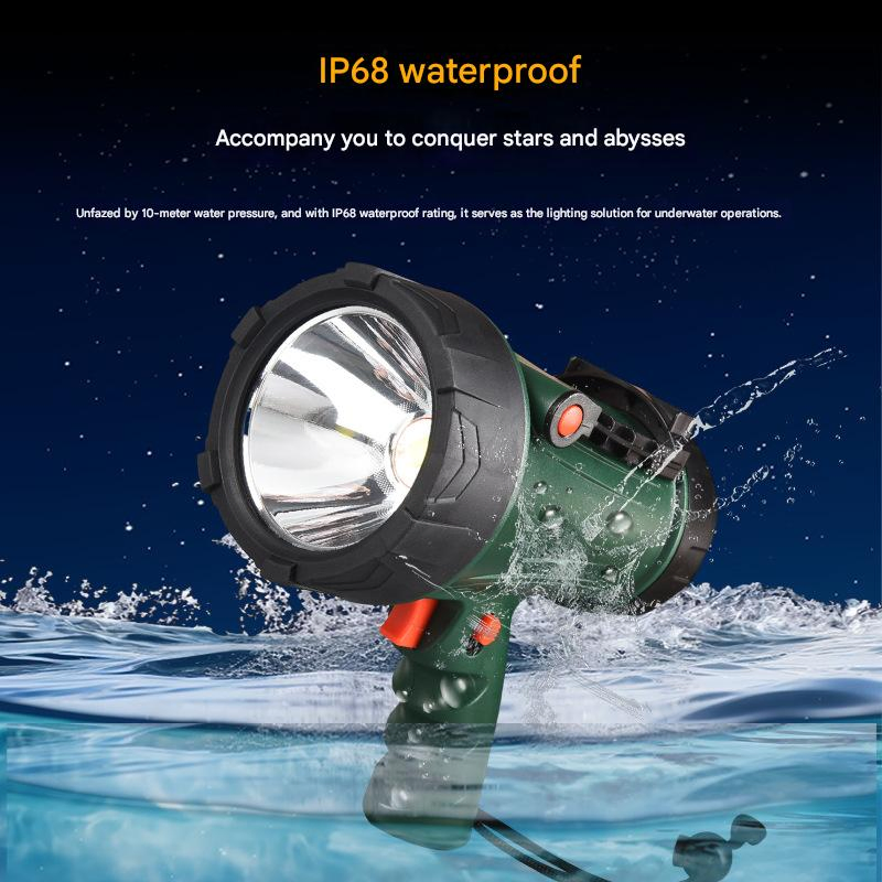 Rechargeable LED Searchlight with Adjustable Brightness for Camping Marine Searchlight