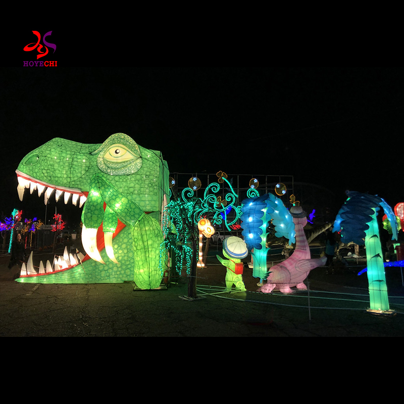 Outdoor Large Giant Big Walk-Through Dinosaur Head Festival Lantern for Zoo Park Decorations