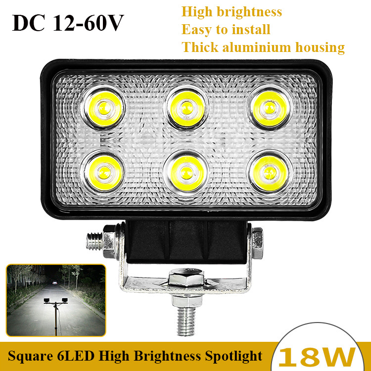 Car LED Worklight Spot Beam White Super Bright Driving Lights Car Vehicle 6 LEDs Headlamp for off-Road Truck Motorcycles