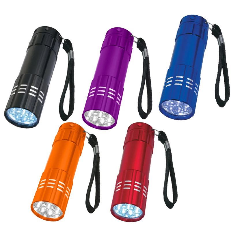 9 LED Aluminum Flashlight Mini Torch AAA Battery Operated COB Promotional Wholesales LED Flashlight