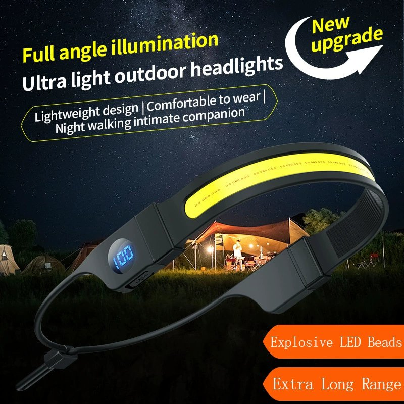 Red Flashing 450 Lumen Dual Color Rechargeable 5W COB Silica LED Headlamp with 3 Work Mode for Outdoor Camping Hiking