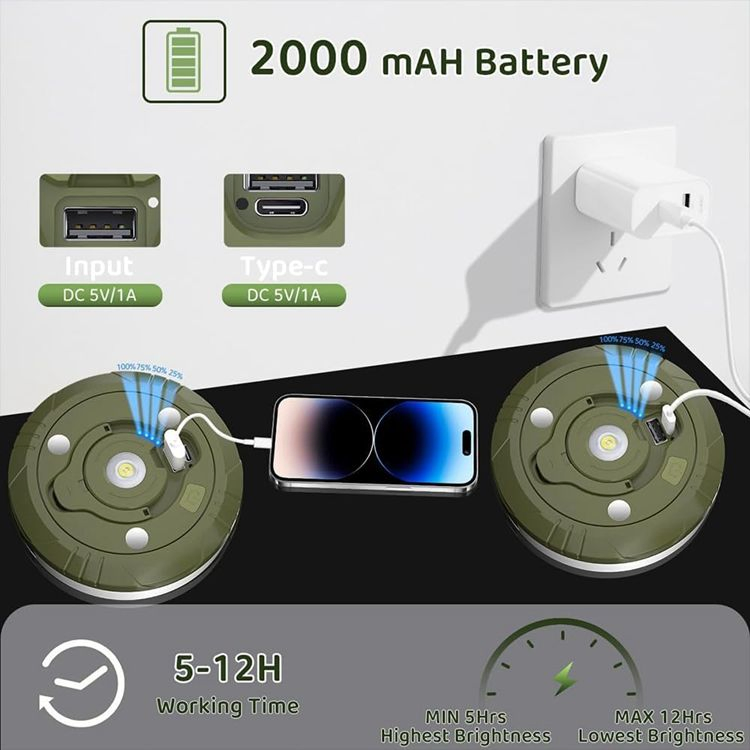 Multi-Functional Rechargeable Outdoor Camping Light with Light Chain